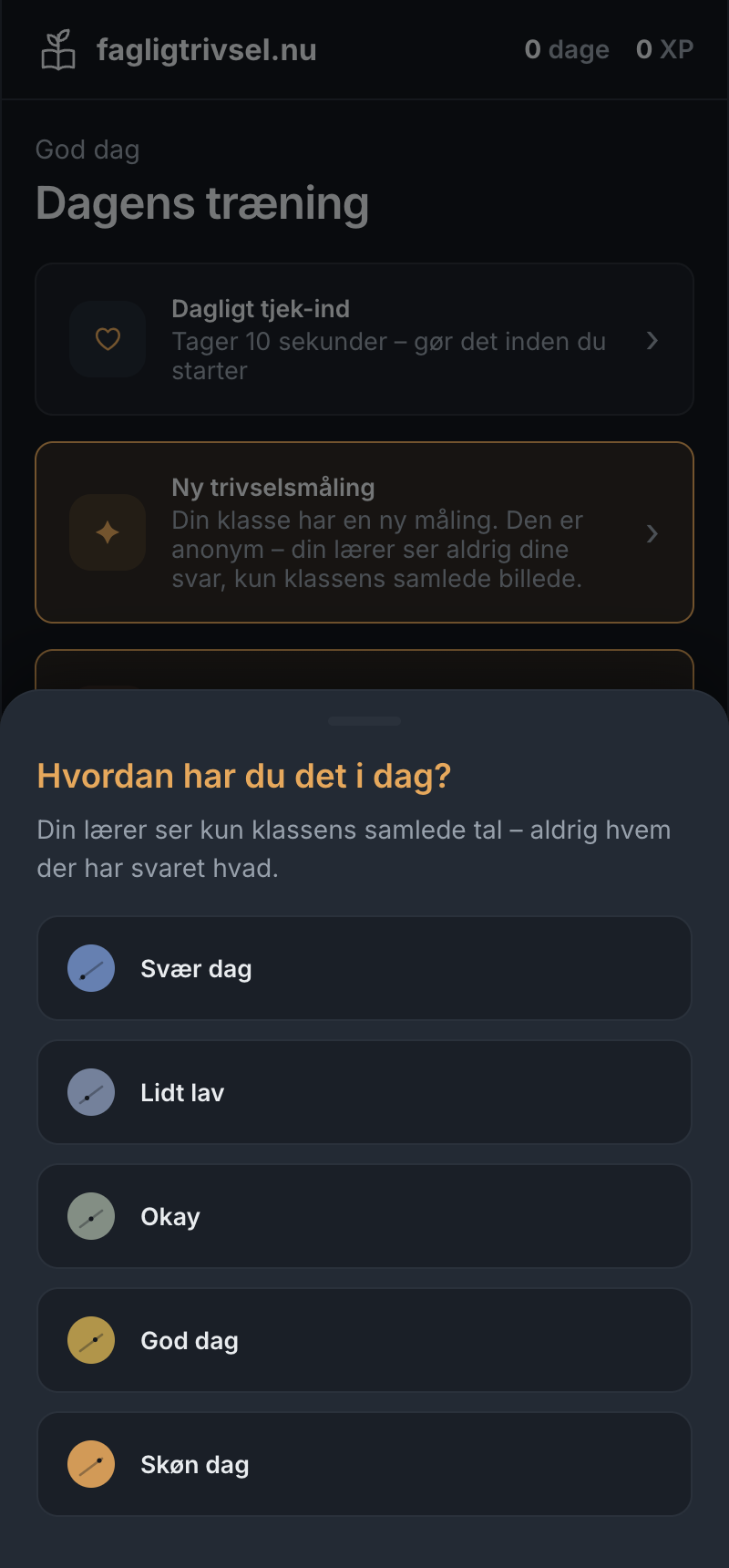 Dagens check-in – vælg hvordan du har det